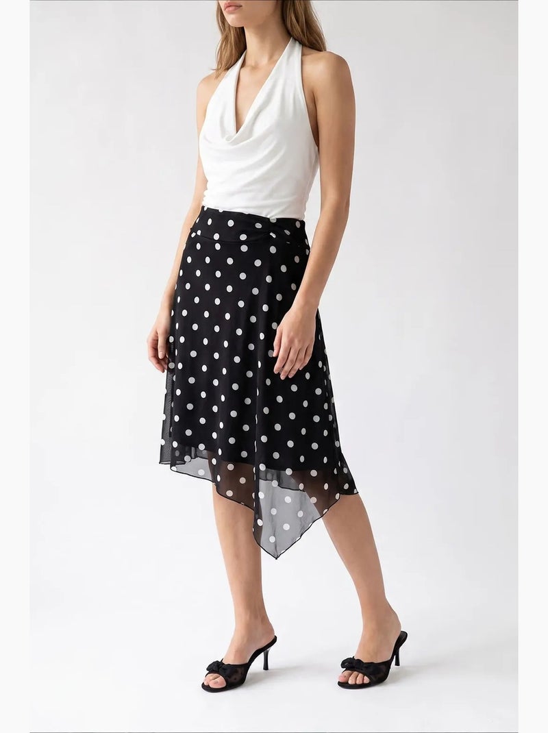 Gonna midi in tulle a pois a vita alta mixray Nero - Kiabi