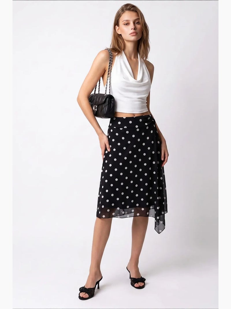 Gonna midi in tulle a pois a vita alta mixray Nero - Kiabi