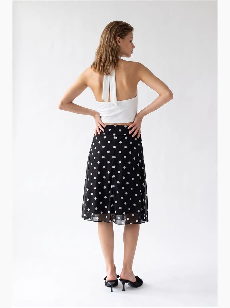 Gonna midi in tulle a pois a vita alta mixray Nero - Kiabi