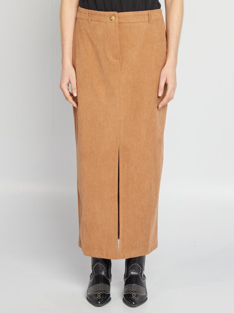 Gonna midi in velluto a coste BEIGE - Kiabi