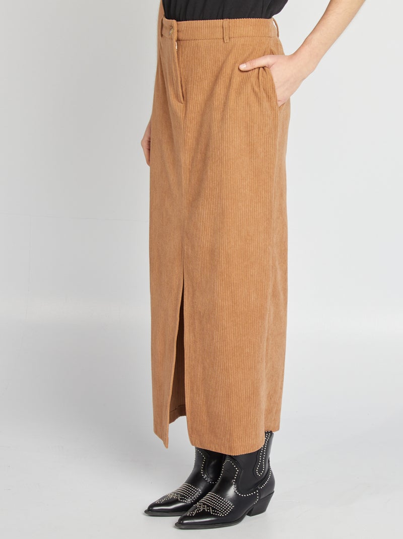 Gonna midi in velluto a coste BEIGE - Kiabi