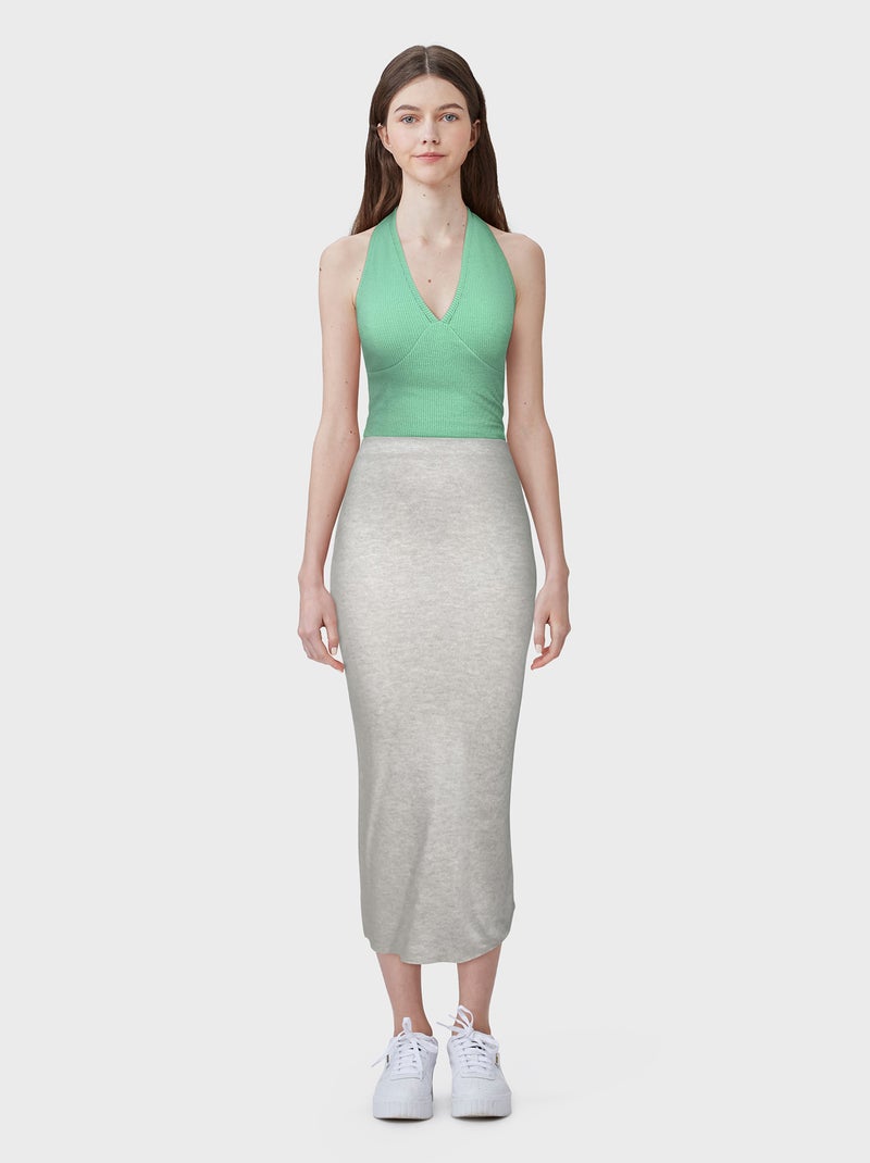 Gonna midi lavorata a maglia Beige - Kiabi