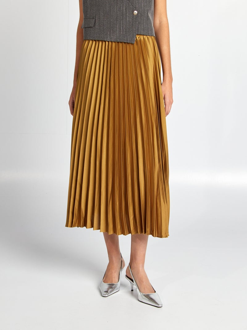 Gonna midi plissettata Ocra - Kiabi