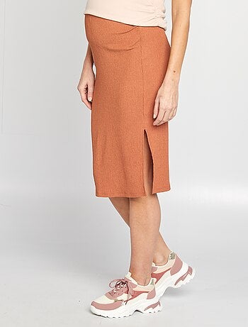Gonna midi premaman in maglia goffrata