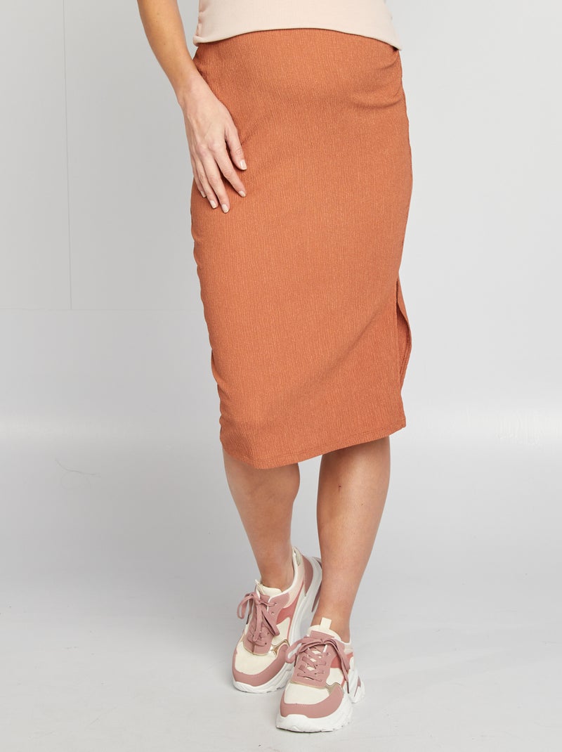 Gonna midi premaman in maglia goffrata MARRONE - Kiabi
