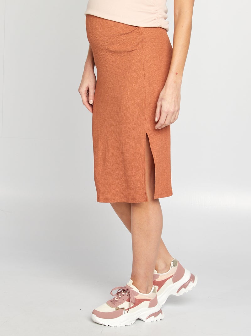 Gonna midi premaman in maglia goffrata MARRONE - Kiabi
