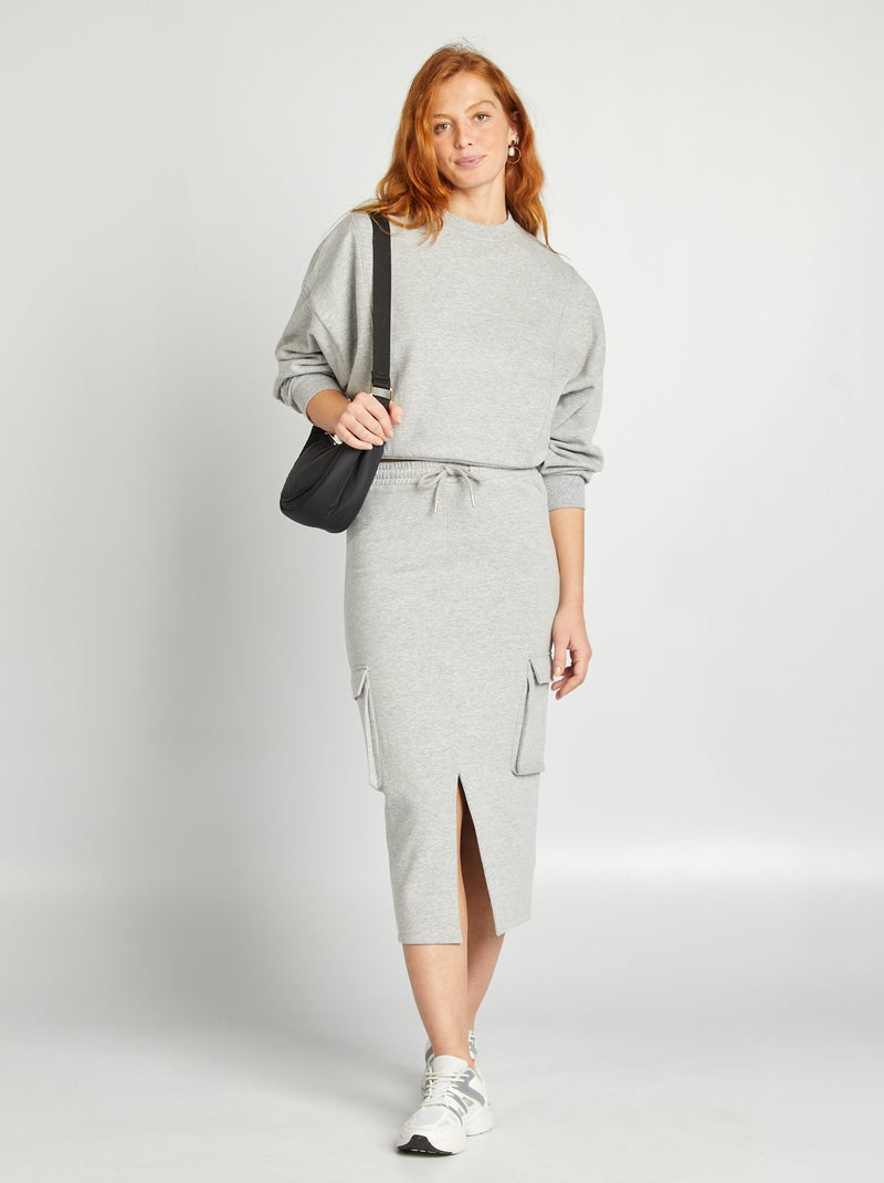 Gonna midi stile jogging con tasche GRIGIO - Kiabi