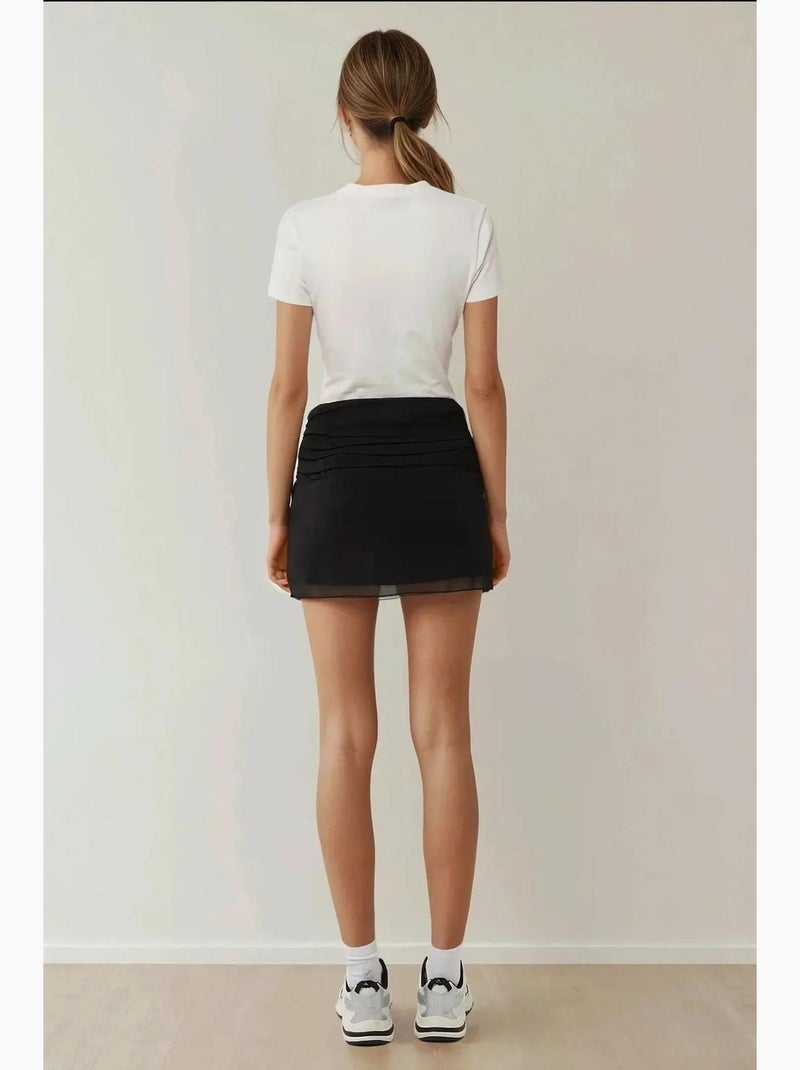 Gonna mini aderente in chiffon hiccup Nero - Kiabi
