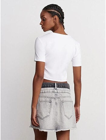 Gonna mini in denim a vita media da donna dilvin