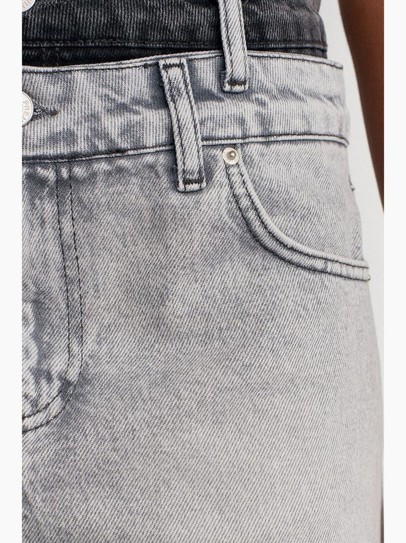 Gonna mini in denim a vita media da donna dilvin Grigio chiaro - Kiabi