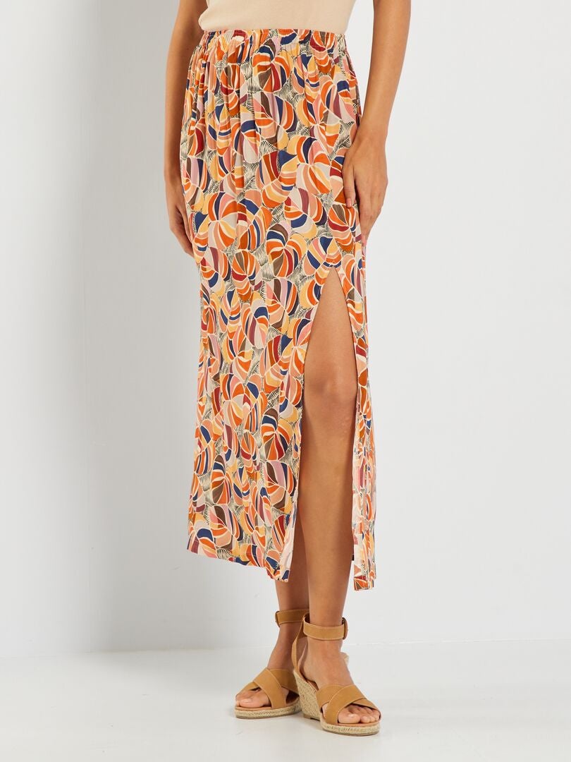 Gonna Lunga Donna Boho Con Spacco - Vita Elastica, Stampata, Per Spiaggia E Casual