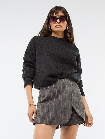 Gonna pantaloncino a righe con strass