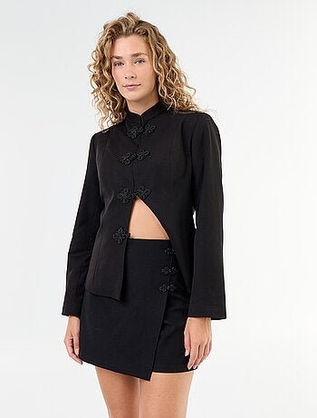 Gonna-pantaloncino con dettagli mandarino