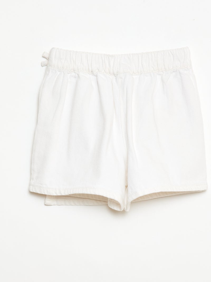 Gonna pantaloncino corto in denim con nodi Bianco - Kiabi