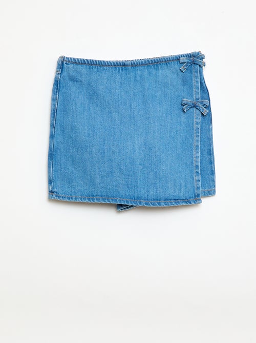 Gonna pantaloncino corto in denim con nodi - Kiabi