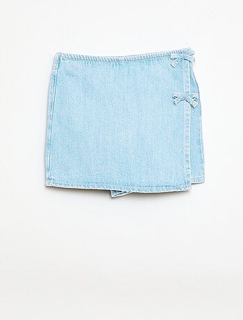 Gonna pantaloncino corto in denim con nodi