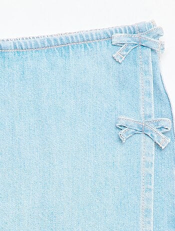 Gonna pantaloncino corto in denim con nodi