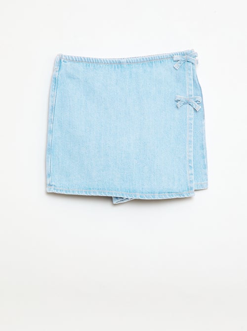 Gonna pantaloncino corto in denim con nodi - Kiabi