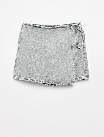 Gonna pantaloncino corto in denim con nodi