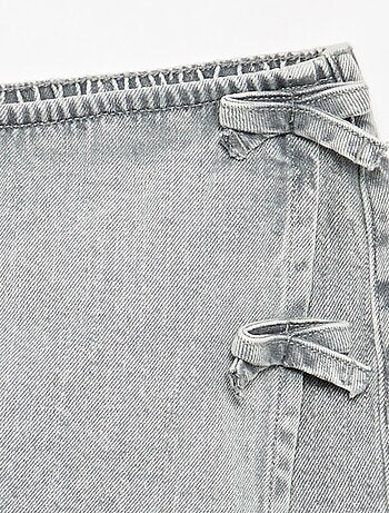 Gonna pantaloncino corto in denim con nodi