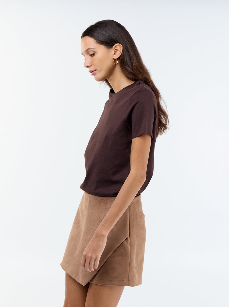 Gonna pantaloncino in camoscio sintetico Marrone - Kiabi