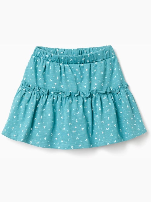 Gonna-pantaloncino in cotone con motivo floreale e volant - Kiabi