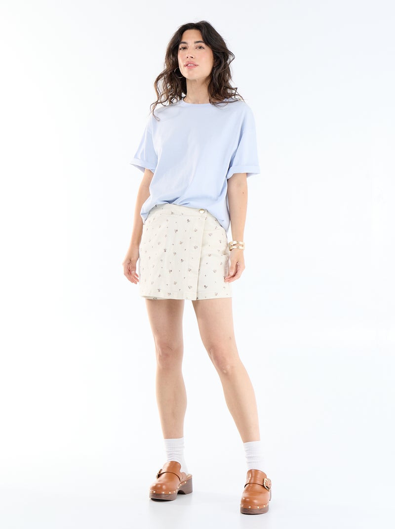 Gonna pantaloncino in denim Bianco - Kiabi