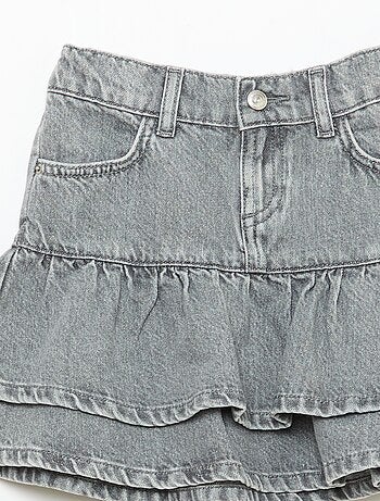 Gonna pantaloncino in denim con volant