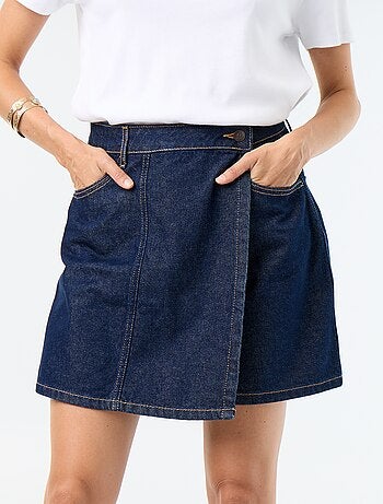 Gonna-pantaloncino in denim grezzo