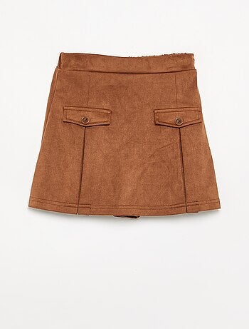 Gonna-pantaloncino in finta pelle scamosciata