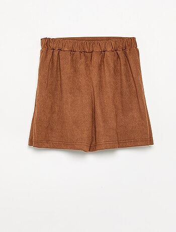 Gonna-pantaloncino in finta pelle scamosciata
