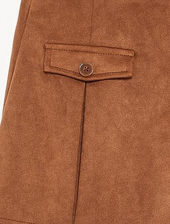 Gonna-pantaloncino in finta pelle scamosciata