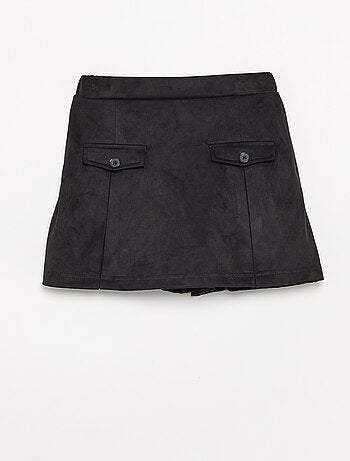 Gonna-pantaloncino in finta pelle scamosciata
