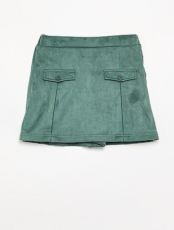Gonna-pantaloncino in finta pelle scamosciata