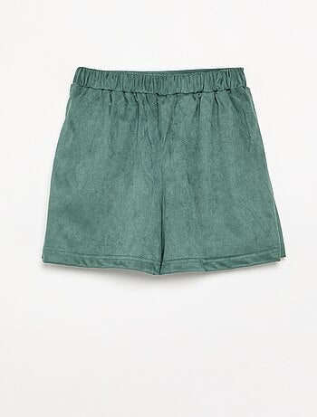 Gonna-pantaloncino in finta pelle scamosciata
