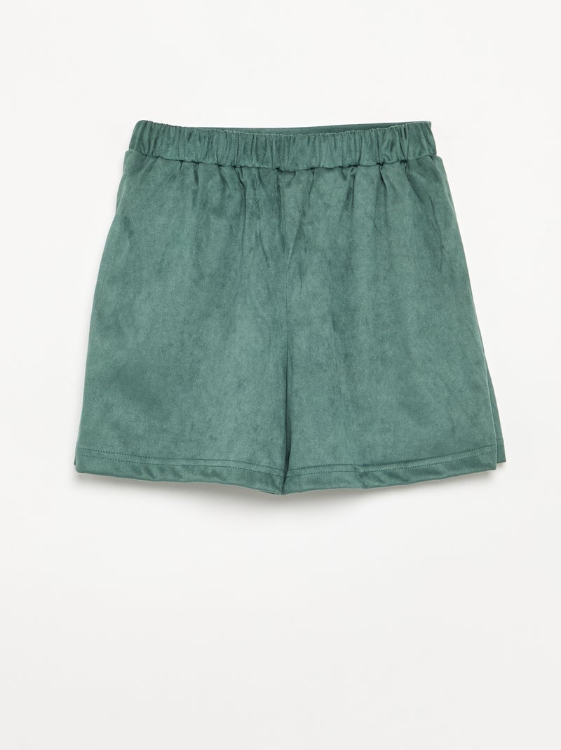 Gonna-pantaloncino in finta pelle scamosciata Verde - Kiabi