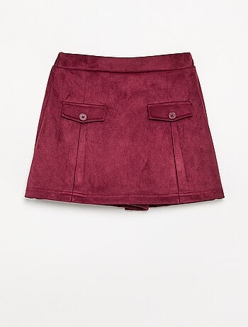 Gonna-pantaloncino in finta pelle scamosciata