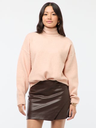 Gonna pantaloncino in similpelle tinta unita