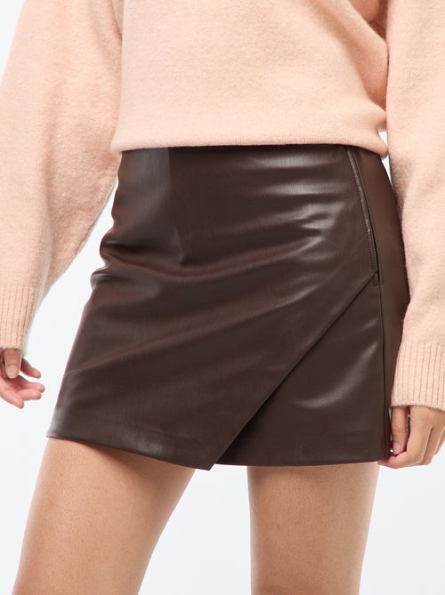 Gonna pantaloncino in similpelle tinta unita - Kiabi