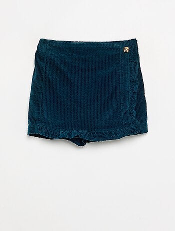 Gonna-pantaloncino in velluto a costine