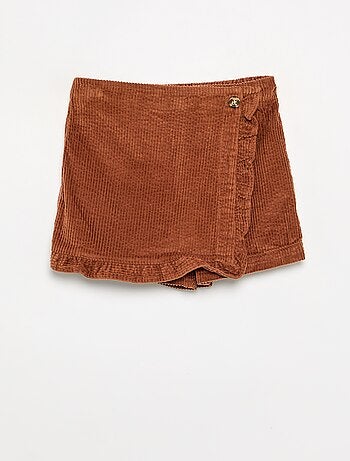 Gonna-pantaloncino in velluto a costine