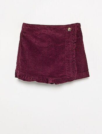 Gonna-pantaloncino in velluto a costine
