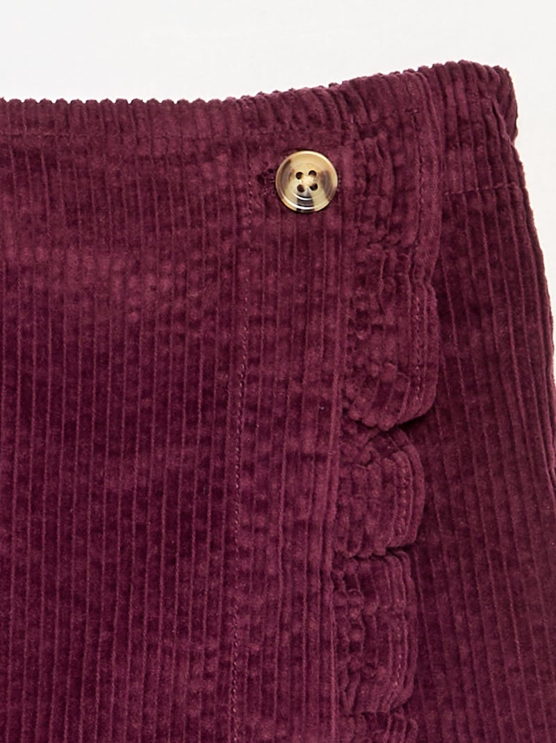 Gonna-pantaloncino in velluto a costine Rosa - Kiabi