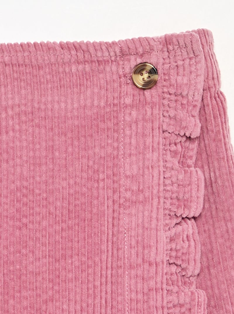 Gonna-pantaloncino in velluto a costine Rosa - Kiabi