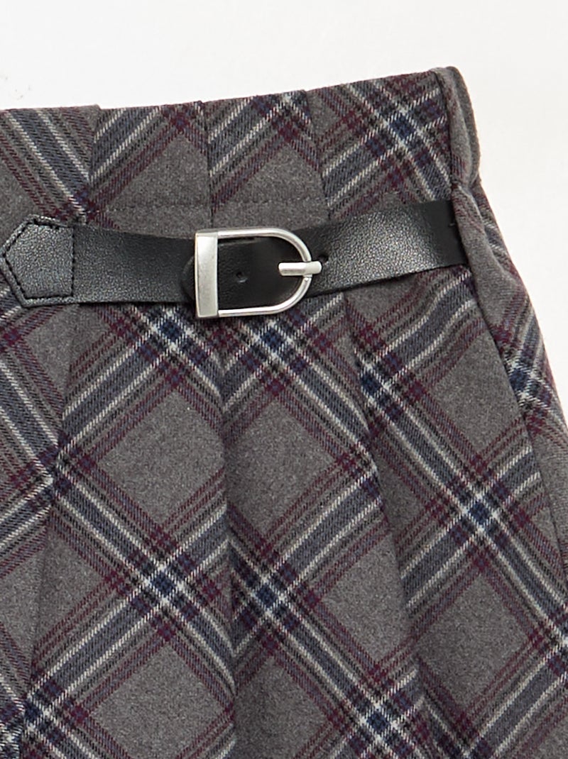 Gonna pantalone a quadri Grigio - Kiabi
