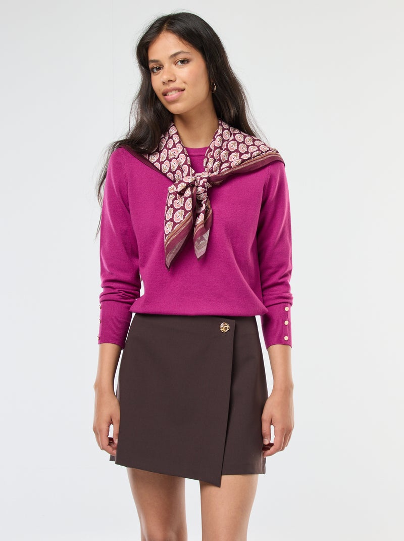 Gonna pantalone asimmetrica con bottone dorato Marrone - Kiabi