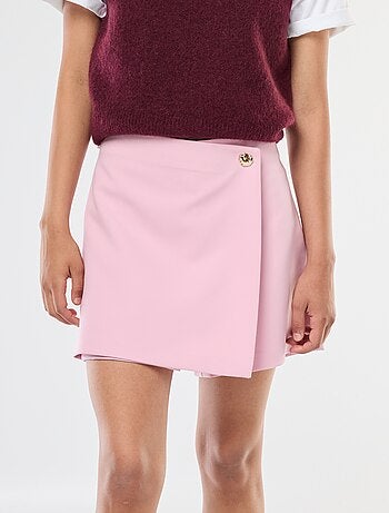 Gonna pantalone asimmetrica con bottone dorato
