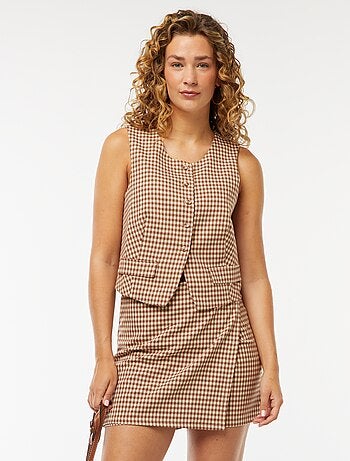 Gonna pantalone corta a quadretti vichy