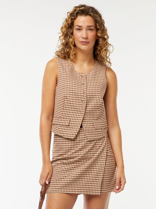 Gonna pantalone corta a quadretti vichy - Kiabi