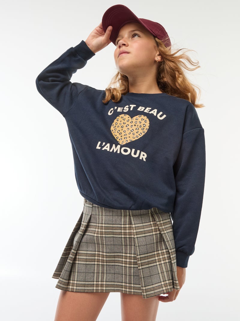 Gonna-pantalone corta a quadri Grigio Bambina Kiabi